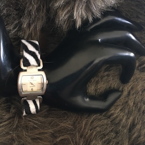 Ladies Anna Bella zebra print band silver watch - Picture 2 of 8